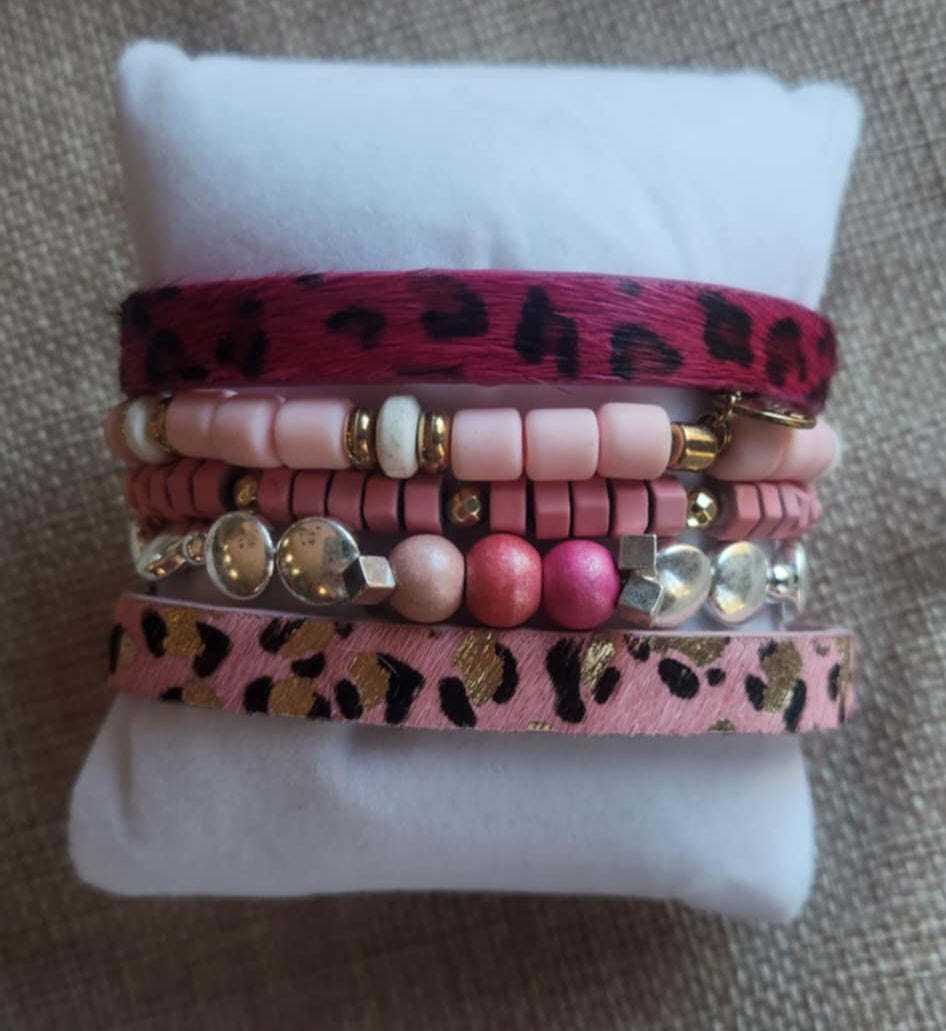 The Pink Panther bracelet stack